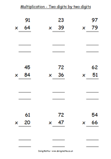 Long multiplication worksheet generator two digits by two digits
