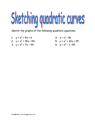 Sketching quadratic curves worksheet
