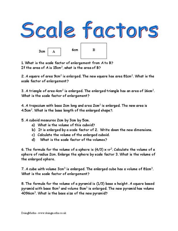 Scale Factor Worksheet 7th Grade
