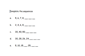 Complete the sequences worksheet