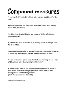 Compound measures worksheet