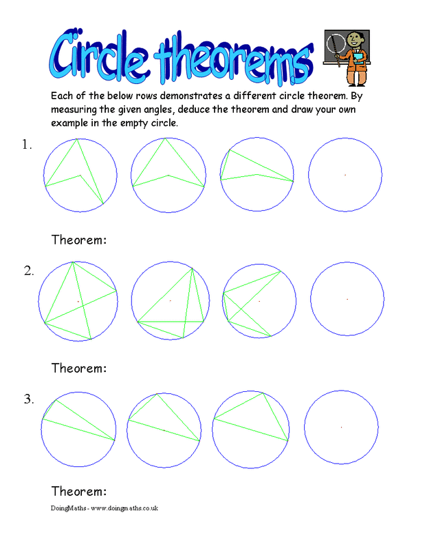 circle theorems free worksheets powerpoints and other