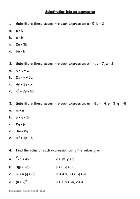 Substitution Free Worksheets PowerPoints And Other Resources For GCSE DoingMaths Free 