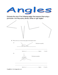 Estimating and measuring angles worksheet
