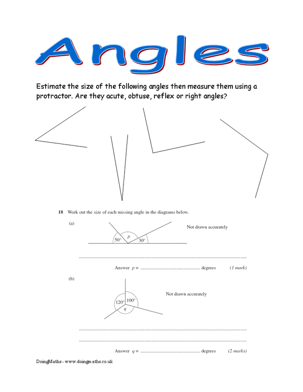 Angles Worksheets And Powerpoints Doingmaths Free Maths