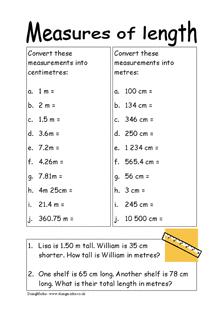 Converting metric measurements length worksheet