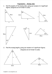 Trigonometry missing sides worksheet