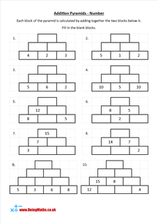 Addition pyramid worksheet