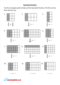 Finding equivalent fractions shapes Worksheet