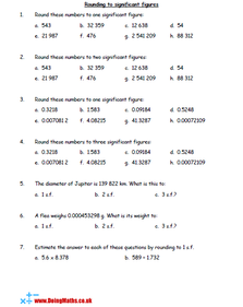 Rounding to significant figures worksheet